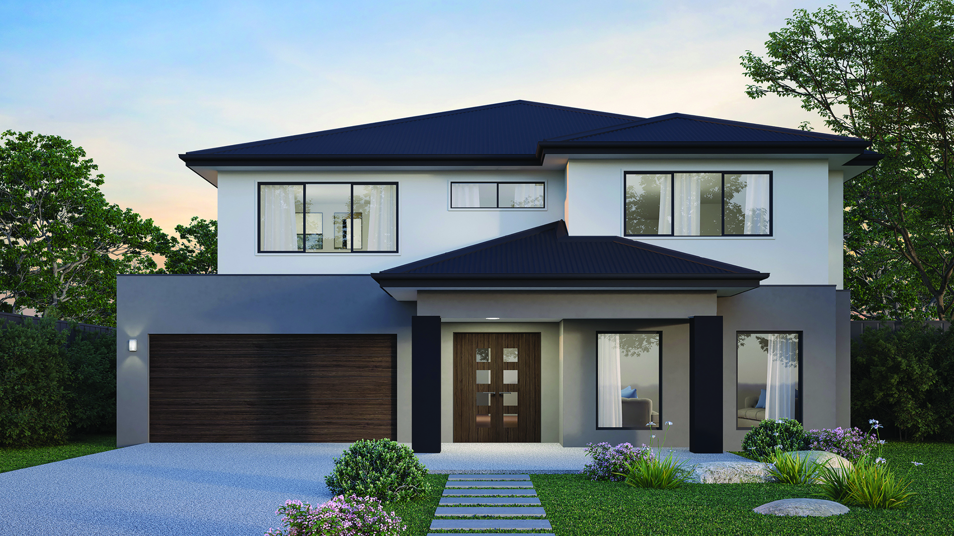 16m wide CONTEMPORARY NB Colorbond BuildOver 1920x1080px